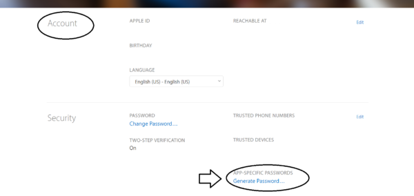 App Specific Password for iCloud