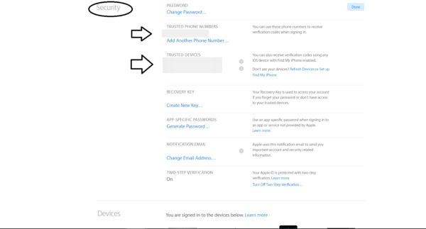 Review Trusted Devices iCloud Account